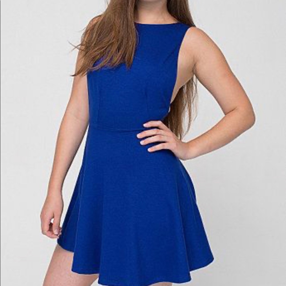 Blue Ponte Sleeveless Skater Dress American App